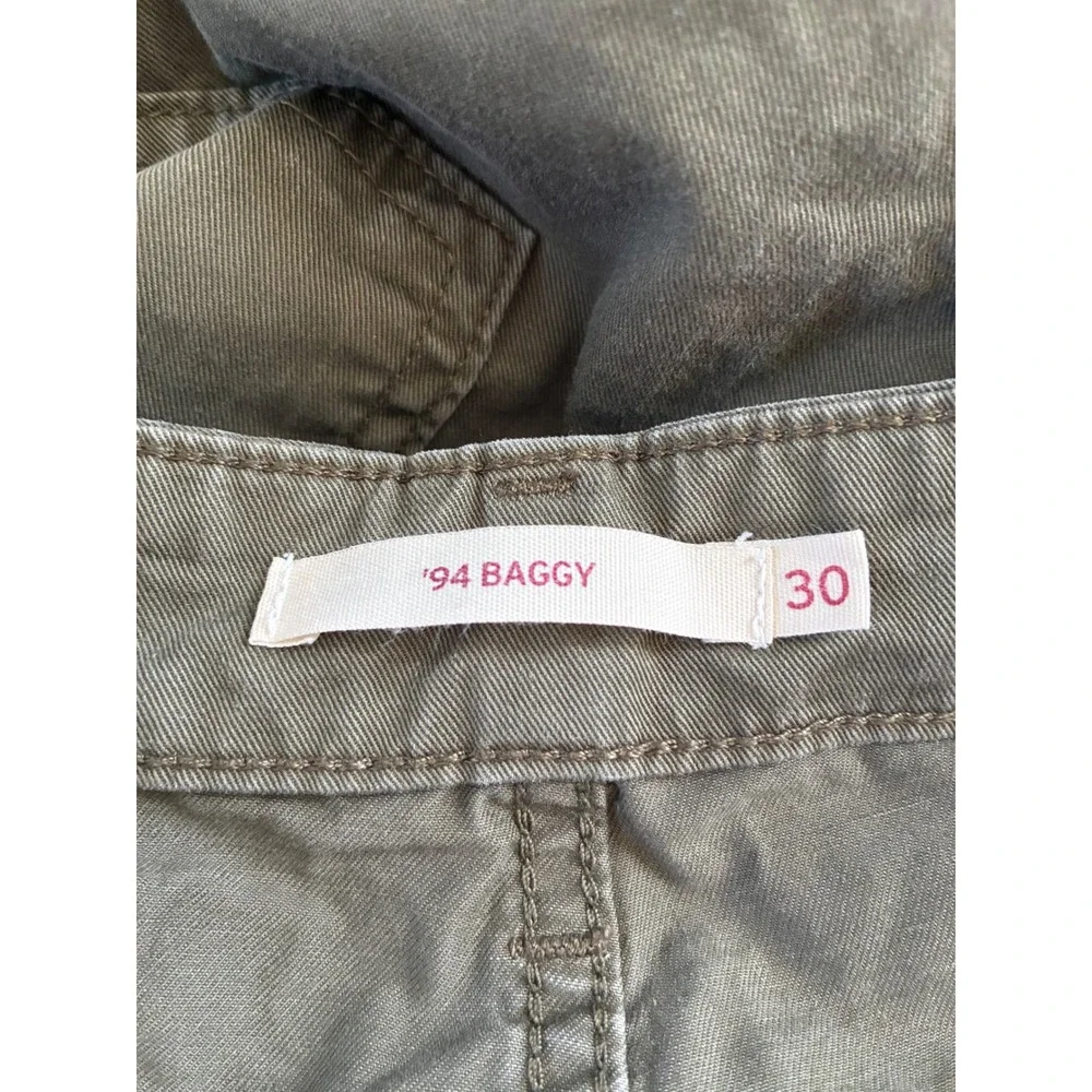 Levis 94 Baggy Cargo Pants Olive Green Womens 30 Wide Leg Utility Streetwear - Picture 5 of 9